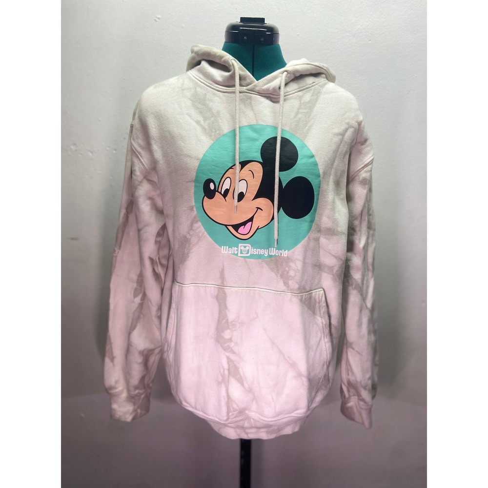 Disney Parks Mickey Mouse Tie Dye Hoodie Walt Disney World Grey White Kidcore S